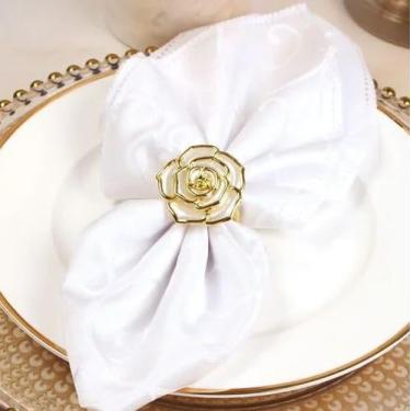 Imagem de Anel Para Guardanapos de Pano Decorativo Flor Branca