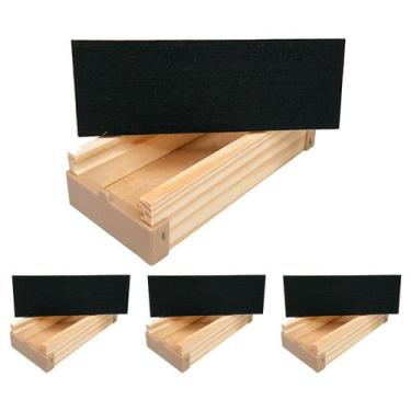 Imagem de Kit 4 Apagador De Lousa Madeira Profissional Com Porta Giz - Stalo