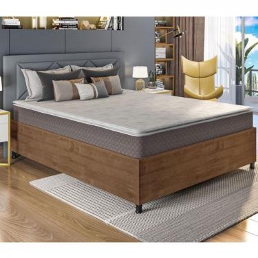 Imagem de Cama Box Queen Size Barreto Com Colchão Umaflex Berlim Branco Com Marrom