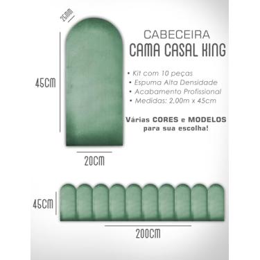 Imagem de Kit Cabeceiras Nuvem Infatil Estofada Cerquinha Modular Cama Solteiro Casal King Queen 45X20 Módulos Adesivos (Verde, Casal King)