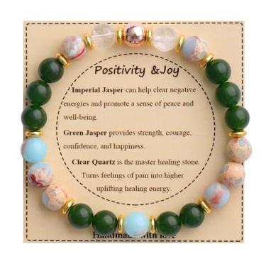 Imagem de KSQS Pulseira De Contas De Pedras Curativas Para Mulheres, Pulseira De Proteção E Equilíbrio Com Pedras Preciosas Naturais, Pulseira De Contas De Cristal Espiritual Para Alívio Da Ansiedade Com Car