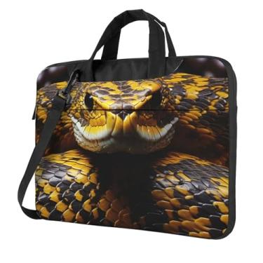 Imagem de Capa protetora para notebook com cobra amarela à prova de choque bolsa portátil para laptop à prova d'água para homens e mulheres, Preto, 15.6 inch