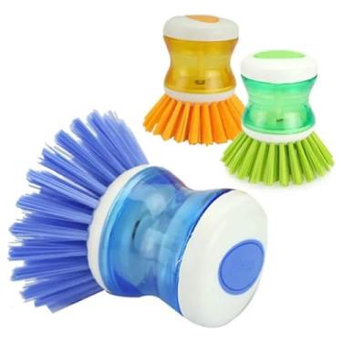 Imagem de Kit com 03 unidades, Escova de Limpeza com Dispensador de Detergente, Cabo Ergonômico, Multiuso para Louças e Superfícies