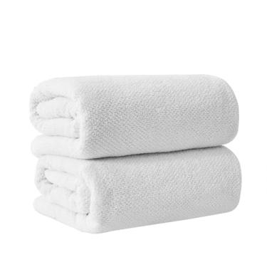 Imagem de Great Bay Home Lençóis de banho brancos - 100% algodão extragrande pacote com 2 toalhas 168 x 35 - absorvente, secagem rápida, toalha de banho grande durável para decoração de banheiro