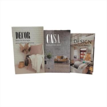 Imagem de Caixa Livro Decorativa Kit 3 Livro Fake Porta Objetos Papel Cartão Par