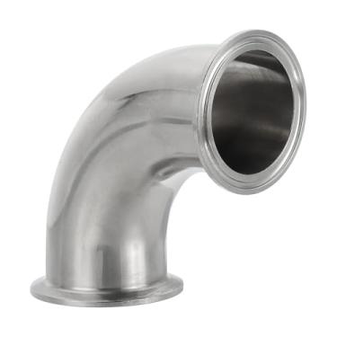 Imagem de PATIKIL Cotovelo de 90 graus 2 "(51 mm) tubo OD, acessórios para tubos sanitários de aço inoxidável 304 5.1 cm braçadeiras sanitárias Tri 64 mm Flange de virola OD para sistemas de encanamento de