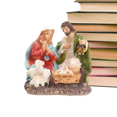 Imagem de Rrlihjgu Figuras Religiosas,Estatuetas Do Presépio De Jesus Para Decoração De Natal - Decoração Natal Resina para Mesa Sala Quarto Escritório