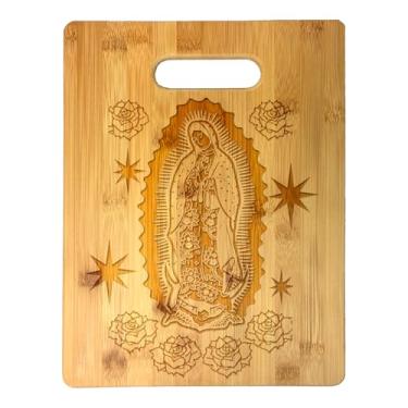 Imagem de Tábua de corte de madeira de bambu Our Lady of Guadalupe, decoração de cozinha religiosa utilizável e decorativa