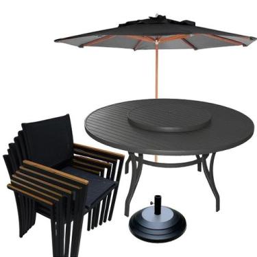 Imagem de Jogo de Mesa 1,40m Prato Giratório Alumínio 6 Poltronas Indiana Tela E