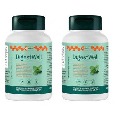 Imagem de DigestWell (Suporte Digestivo) – Colina, Inositol, D-Metionina, Vitaminas B6, B12 | 60 Capsulas - 4 Health - (2POTES)