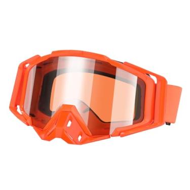 Imagem de HNJOKE Óculos de motocicleta, quadriciclo para adultos, homens, óculos à prova de vento, lentes transparentes com armação laranja