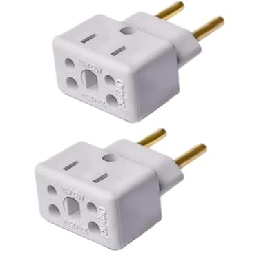 Imagem de Kit 2 Adaptadores de Tomada Universal 10A/20A Bivolt Pino Grosso 250V Tipo Benjamin