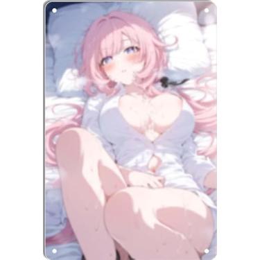Imagem de DKLOWK Sexy Bikini Anime Girl Cute Hot Metal Poster Tin Art Decor Placa para Casa Bar Clube Quarto Banheiro Homem Caverna Otaku 20 x 30 cm