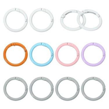 Imagem de YELARXI Anéis de metal com mola, porta-chaves de pressão de mola redonda colorido - adequado para (chaveiro - bolsa - bolsa - bolsa - cordão - artesanato faça você mesmo) pacote com 12 e 3 polegadas e