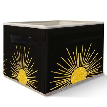 Imagem de Likjad Cesto de armazenamento Boho Golden Sun, moderno, boêmio, sol, nascer do sol, pôr do sol, caixa de armazenamento de tecido dobrável, organizador de brinquedos para quarto, banheiro, roupas
