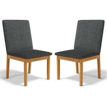 Imagem de Kit Com 2 Cadeiras Daniela Madeira Maciça Estofada Para Mesa De Jantar