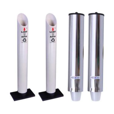 Imagem de Kit 2 Coletores Individuais Água PVC + 2 Dispensers Redondos 200ml Ino