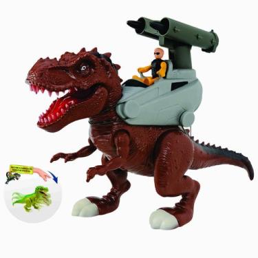 Imagem de kit  Rex Attack Lança Míssel + Fantoche Cabeça Tiranossauro - Adijomar