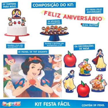 Imagem de Kit Festa Infantil Branca Neve 39 Itens Painel + Faixa + - Piffer