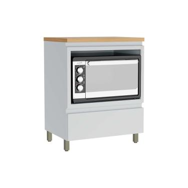 Imagem de Módulo Cozinha Nesher Rainha Balcão p/ Forno 1 Porta c/Tampo 70 cm Branca/Nature - Nesher
