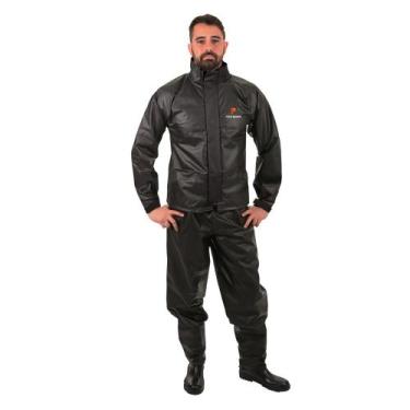 Imagem de Conjunto Motoqueiro Bravo com Gola PVC Preto GG - Pioneira, Tamanho: G