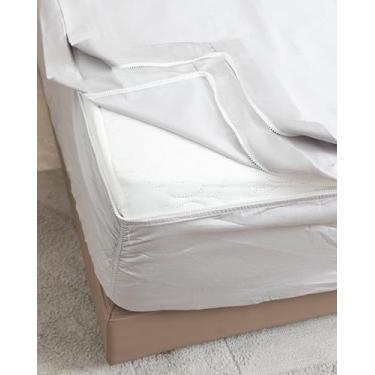 Imagem de Lençol de elástico com zíper 800TC com dois lençóis de zíper + 1 lençol de base, 100% algodão egípcio fácil de substituir e instalar, lençol com elástico Queen com bolso profundo de 41 cm, lençol com