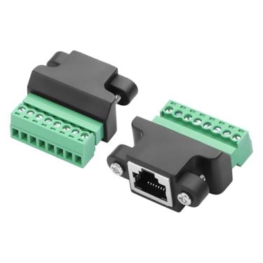 Imagem de GINTOOYUN Adaptador de montagem em painel RJ45 RJ45/8P 8C fêmea para adaptador de terminal de parafuso destacável de 8 pinos com parafuso de montagem em painel para computadores de mesa, DVRs digitais