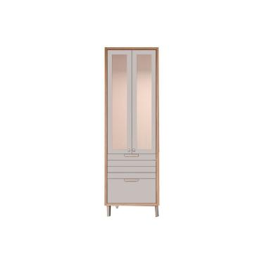 Imagem de Paneleiro de Cozinha Modulado Cristaleira Eloise c/ 3 Portas (2 c/ Vidro Reflecta e 1 Basculante) e 1 Gaveta 70m Freijo/Off White - MGM