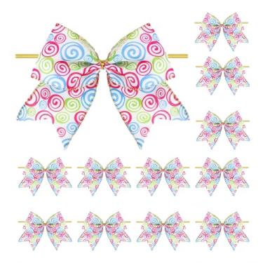 Imagem de Meseey 12 peças de arcos de bengala doce de Natal 15 cm rosa verde azul redemoinho laço de fita pastel para grinaldas de árvores, guirlanda de embrulho de presente, festa, férias, decoração de casa