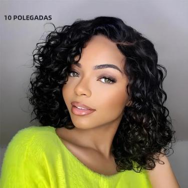 Imagem de Peruca Bob De Cabelo Humano Cacheado Com Ondas De Água, Parte Superior
