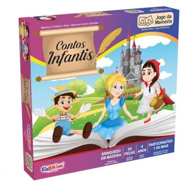 Imagem de Jogo da Memória Contos Infantis 24 Peças em Madeira, para Crianças 4+ Anos, Multicolor