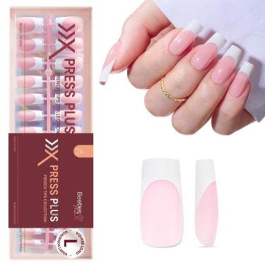 Imagem de Pressione Nails Beetles French Tip Long Square White Gel - beetles Gel
