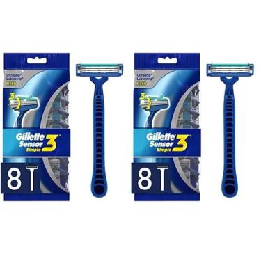 Imagem de Lâminas de barbear descartáveis Gillette Sensor3 Simple Masculinas x8 