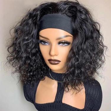 Imagem de Peruca com bandana Kislemon Water Wave Human Hair 150% de densidade