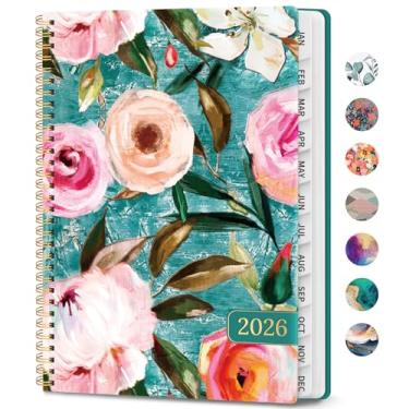 Imagem de Agenda 2026, agenda semanal e mensal, janeiro de 2026 a dezembro de 2026, agenda espiral de capa dura com abas mensais, páginas de notas, perfeito para mulheres e homens, A4 (21,6 cm x 28 cm) - Óleo