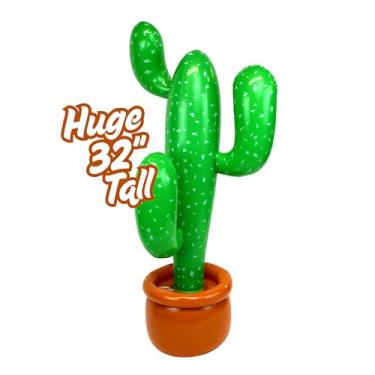 Imagem de Decorações infláveis de cacto para festa na piscina – Ideal para Cinco de Mayo, tema de festa mexicana ou decoração de pano de fundo de cowboy do oeste selvagem – Boia de piscina divertida de verão