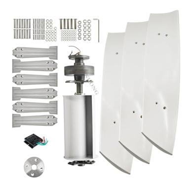 Imagem de 12v,Kit de Gerador Eólico Vertical de 1500W-3500W com 3 Lâminas e Controlador, Kit de Gerador de Energia Eólica 12V 24V 48V Adequado para Iluminação de Quintal (Branco)