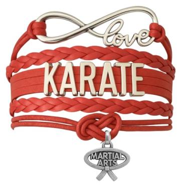 Imagem de Sportybella Pulseira com pingente de karatê - Pulseira ajustável de karatê infinito com pingente de artes marciais - presente para mulheres e meninas, 7 inches, Silicone, couro, Sem Pedra Preciosa