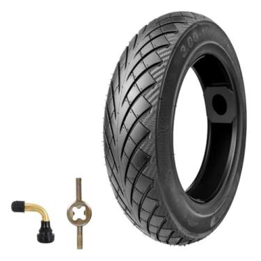 Imagem de MAKELEN Pneu E-Bike 3.0-10 - Pneu a vácuo resistente a perfurações com haste de válvula e ferramenta de núcleo, excelente aderência para pavimento urbano (sem câmara (1 pneu e 1 válvula), 3.0-10)