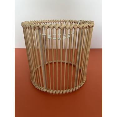 Imagem de Abajur de tambor de vime, abajur de tecido natural, bambu, pequeno cilindro, cobertura de luz para lustres, luminárias pequenas de piso e mesa (redondo e cilindro05)