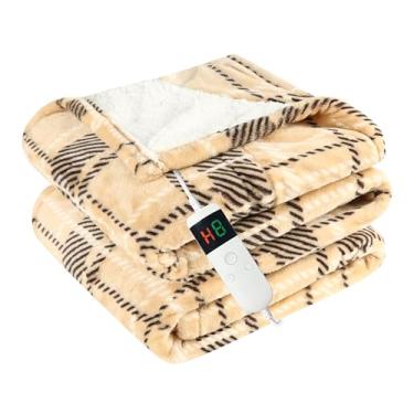 Imagem de DANENOSA Cobertor elétrico aquecido tamanho 127 x 152 cm, flanela macia e cobertor elétrico sherpa com 10 níveis de aquecimento, desliga automaticamente após 8h com proteção contra superaquecimento