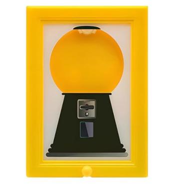 Imagem de Dispensador de doces, Rare Vintage a moldura de doces baratos - arte de máquina de doces pendurados, mini máquina de gumball de biscoitos na parede, (yellow)