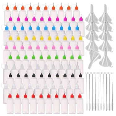 Imagem de 100 peças mini agulhas 10 ml aplicador de ponta de precisão, aplicador de ponta fina, frasco de cola, cola, agulha, cola para tinta, óleo líquido, artesanato, pintura acrílica quilling, com 10 funis e