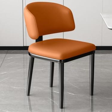 Imagem de Cadeiras De Jantar Marrons Mid Century Modern Kitchen Dining Room Chairs Cadeiras De Jantar Estofadas Em Couro Cadeira De Acento Acolchoada Confortável Com Pernas De M, /Orange, One Size