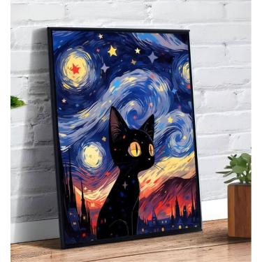 Imagem de Placa/Quadro Decorativo Gato Van Gogh 40X60Cm Ps 2Mm