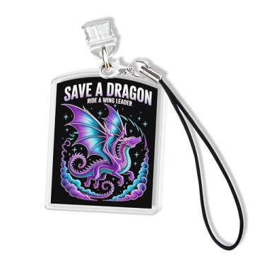 Imagem de Berloques Kindle Save A Dragon Ride A Wing Leader, berloque de plugue de poeira de 3,8 cm, dragão de quarta asa, romântico, relâmpago/porta de carregamento tipo C com alça material acrílico