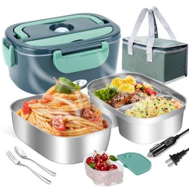Imagem de LAVAED Lancheira elétrica para adultos 80W aquecimento rápido 2 em 1 portátil aquecido lancheira para carro/caminhão/escritório/ar livre, livre de BPA