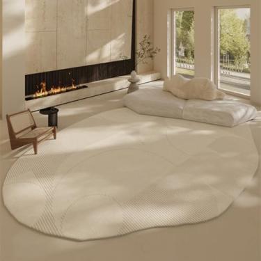 Imagem de Tapetes com formas irregulares para sala de estar, decoração de quarto em estilo creme, tapete grosso e macio para sala de estar (200x300 cm/D)