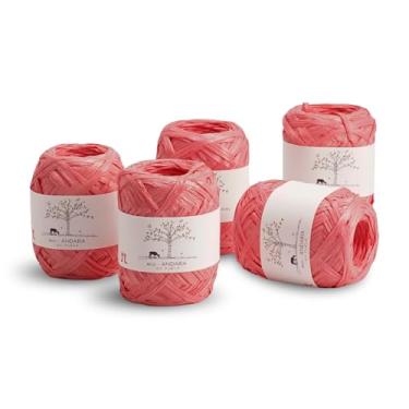 Imagem de Conjunto de 5 bolas Hamanaka Eco Andaria – Fio de fita 100% raiom para crochê e tricô, biodegradável, leve para chapéus de verão, bolsas e artesanato DIY (rosa)