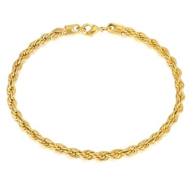 Imagem de Taoqiao Pulseira masculina cubana personalizada a ouro 18 K de aço inoxidável Figora clássica hip hop de 18 cm banhada a ouro 18 K para homens, 8.5 inches, Aço inoxidável, Sem Pedra Preciosa